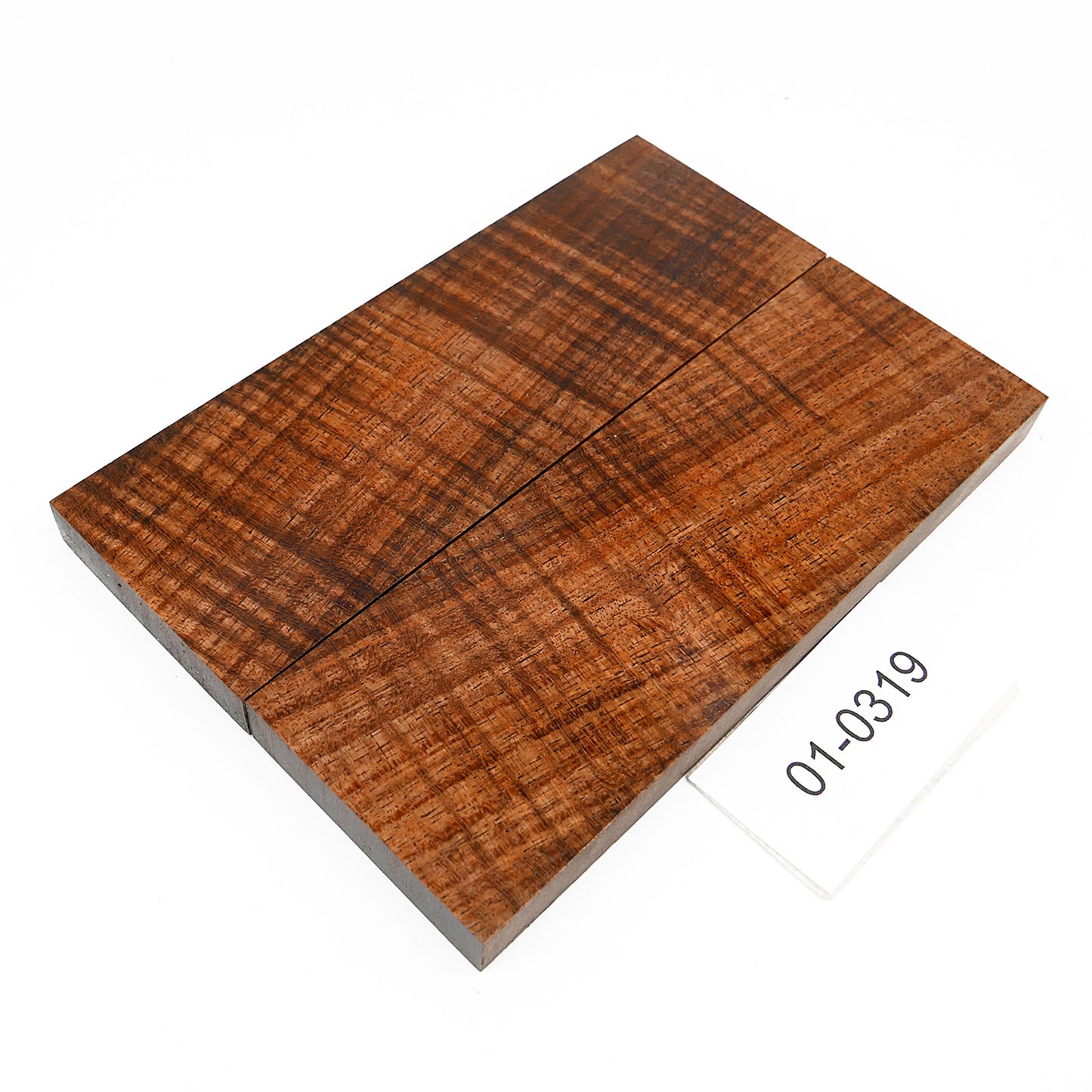 HAWAIIANISCHES CURLY KOA STABILISIERT MESSER SCHALENPAAR 01-0319