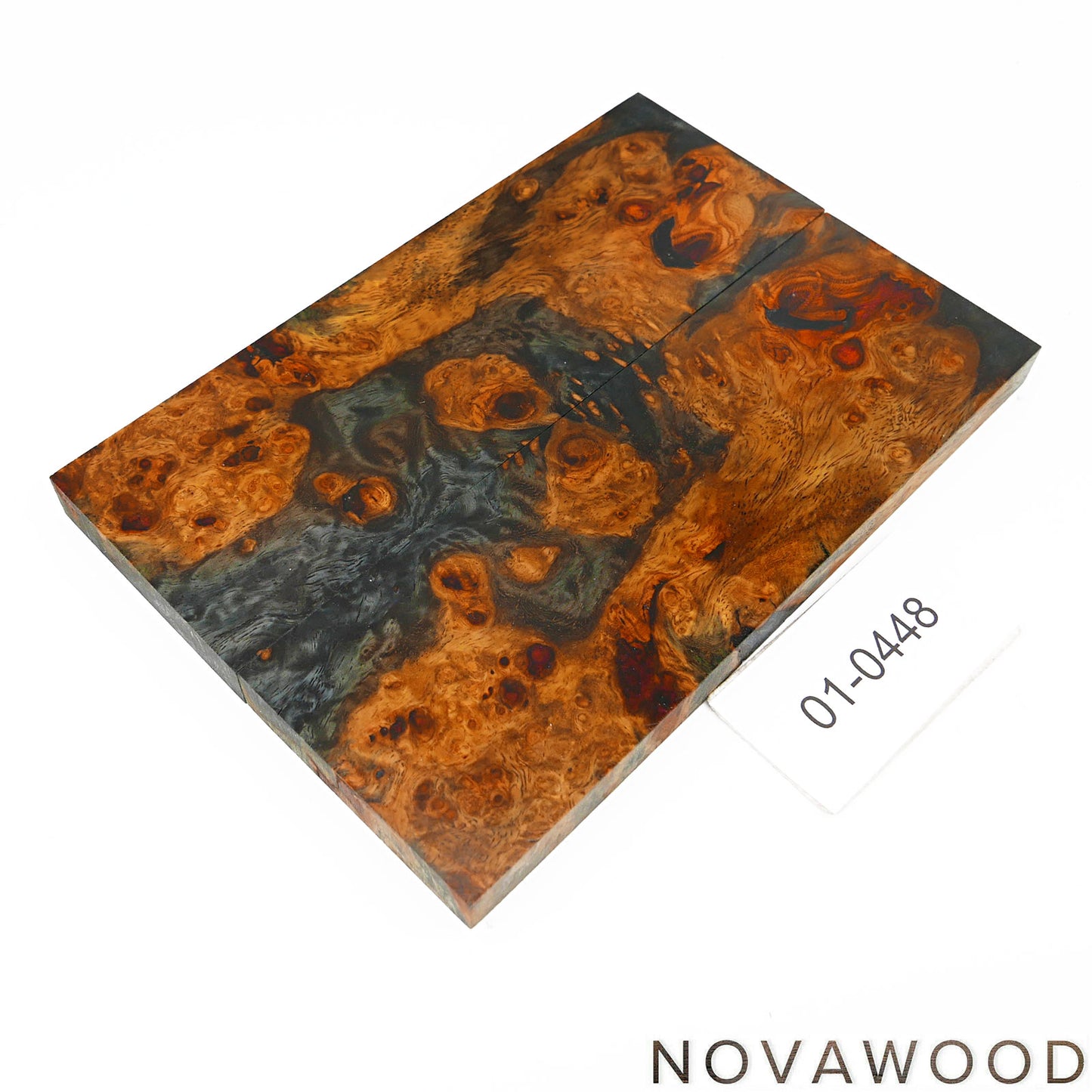 AMBOYNA BURL SAPWOOD STABILIZED WOOD KNIFE SCALES 01-0448