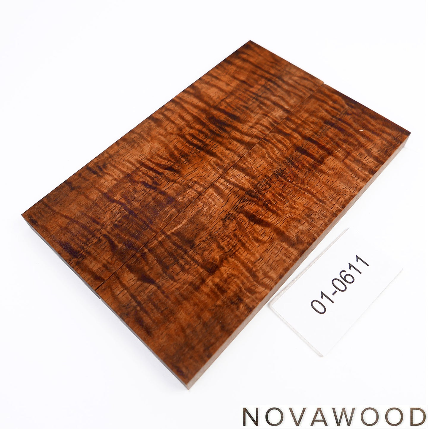 HAWAIIANISCHES CURLY KOA STABILISIERT MESSER SCHALENPAAR 01-0611