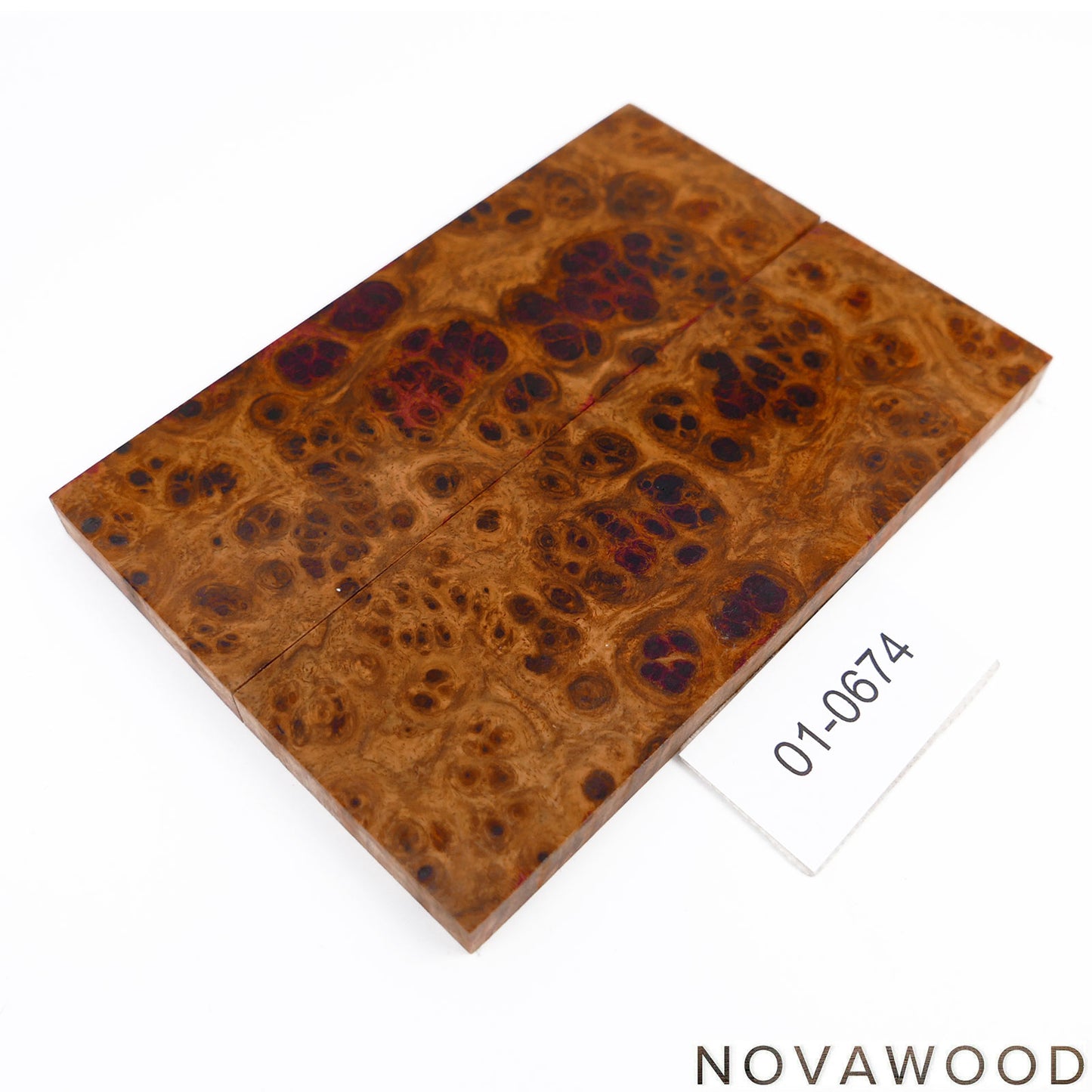 AMBOYNA BURL SAPWOOD STABILIZED WOOD KNIFE SCALES 01-0674