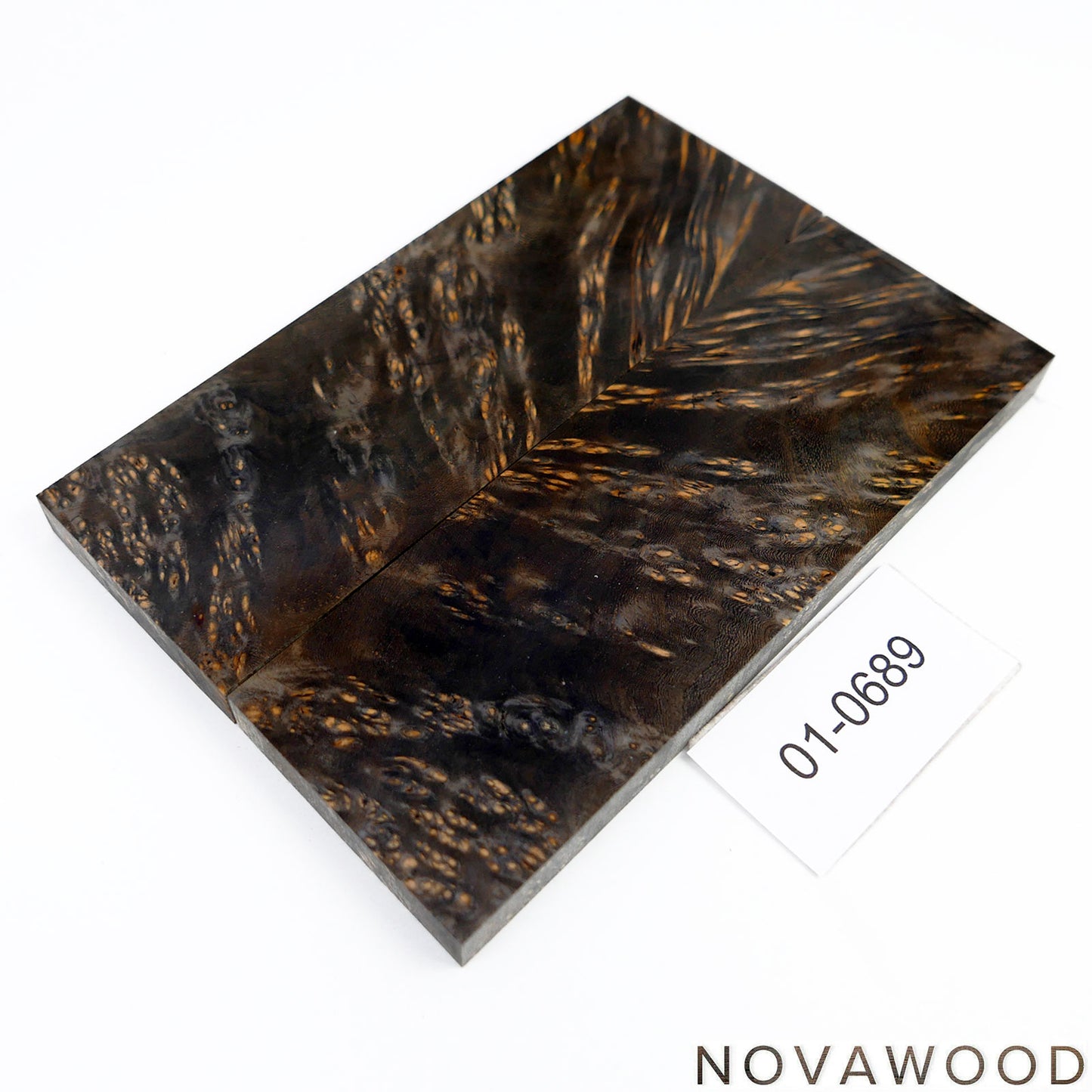 AMBOYNA BURL SAPWOOD STABILIZED WOOD KNIFE SCALES 01-0689