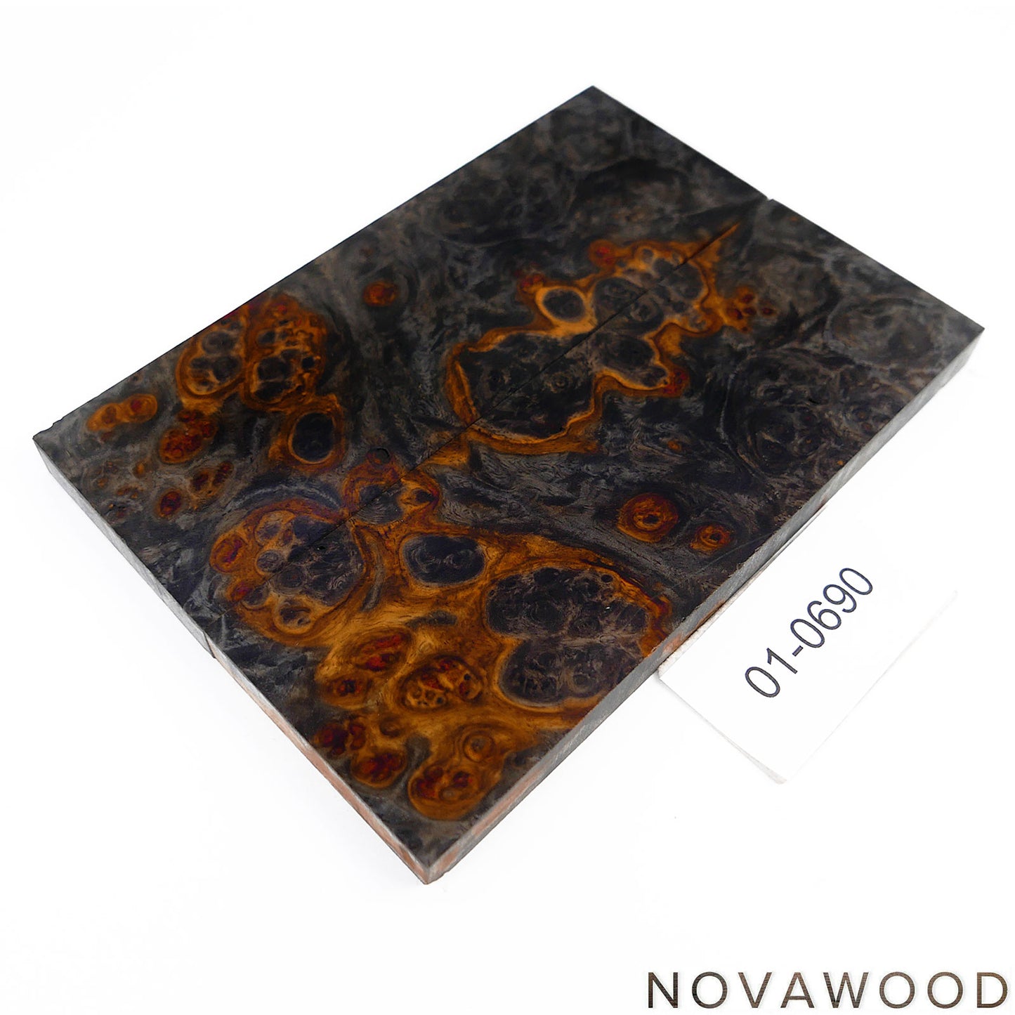 AMBOYNA BURL SAPWOOD STABILIZED WOOD KNIFE SCALES 01-0690