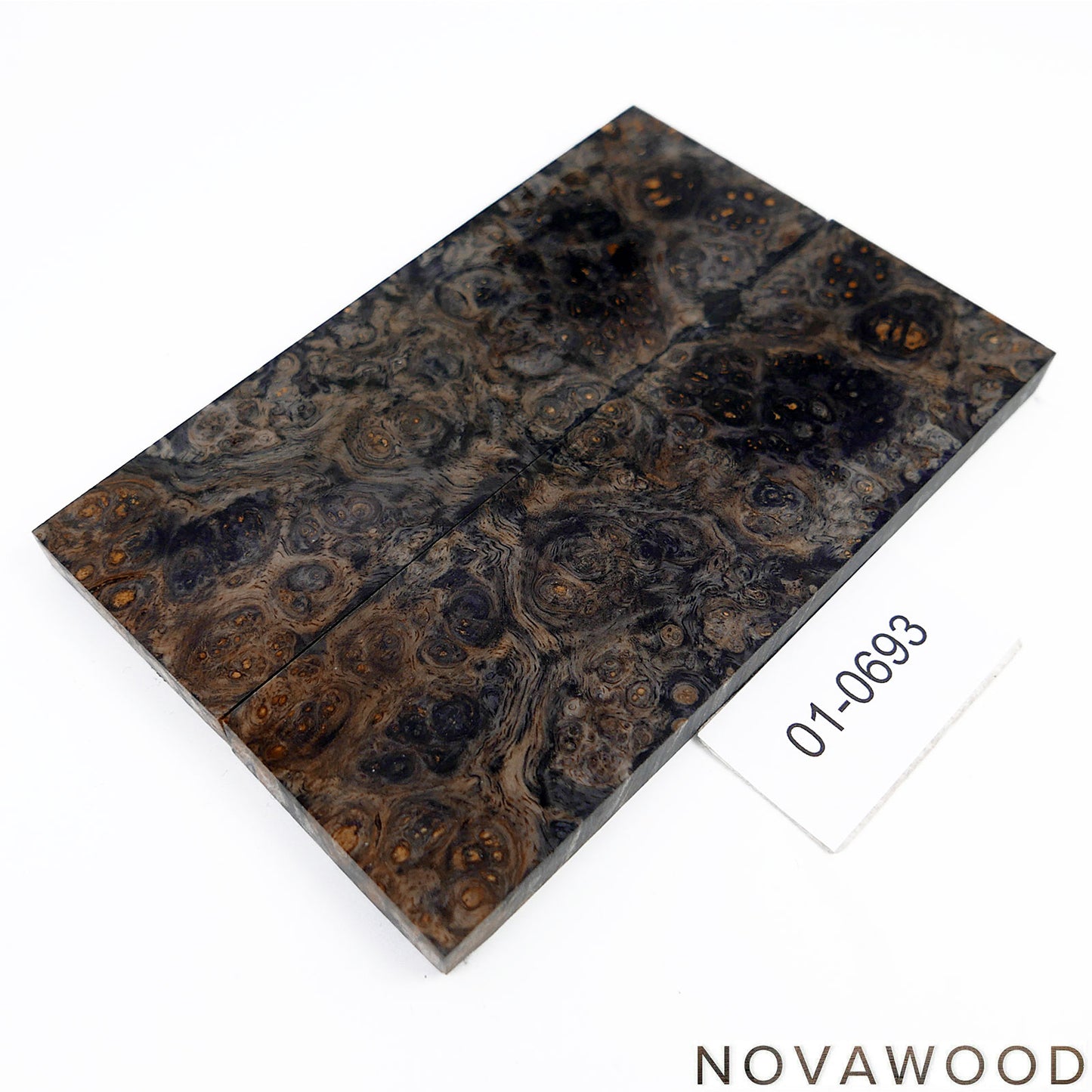AMBOYNA BURL SAPWOOD STABILIZED WOOD KNIFE SCALES 01-0693