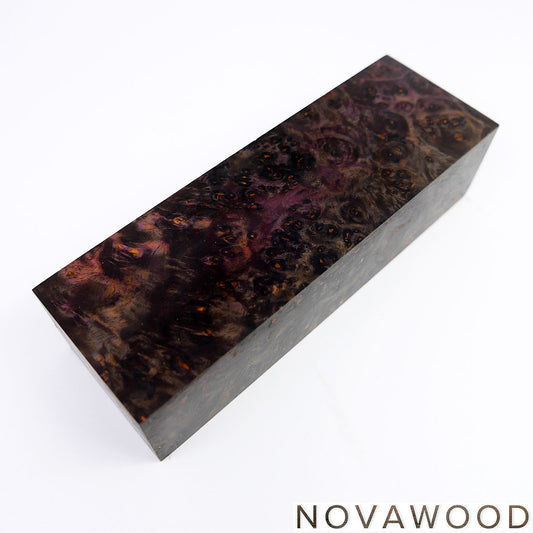 AMBOYNA BURL SAPWOOD STABILIZED WOOD KNIFE BLOCK 01-0738