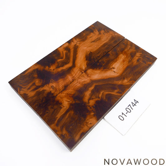YEW BURL STABILIZED KNIFE WOOD SCALES 01-0744
