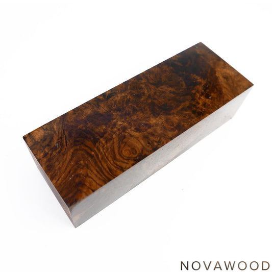STABILIZED WALNUT BURL WOOD KNIFE SCALES 01-0818