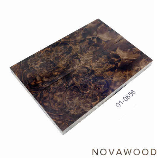 STABILIZED WALNUT BURL WOOD KNIFE SCALES 01-0856