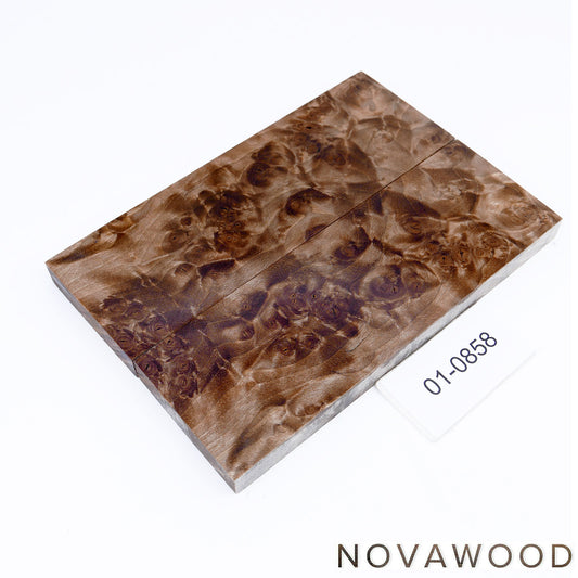 STABILIZED WALNUT BURL WOOD KNIFE SCALES 01-0858