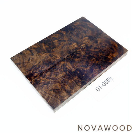 STABILIZED WALNUT BURL WOOD KNIFE SCALES 01-0859