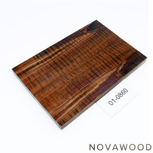 CURLY CHESTNUT STABILIZED WOOD KNIFE SCALES 01-0860