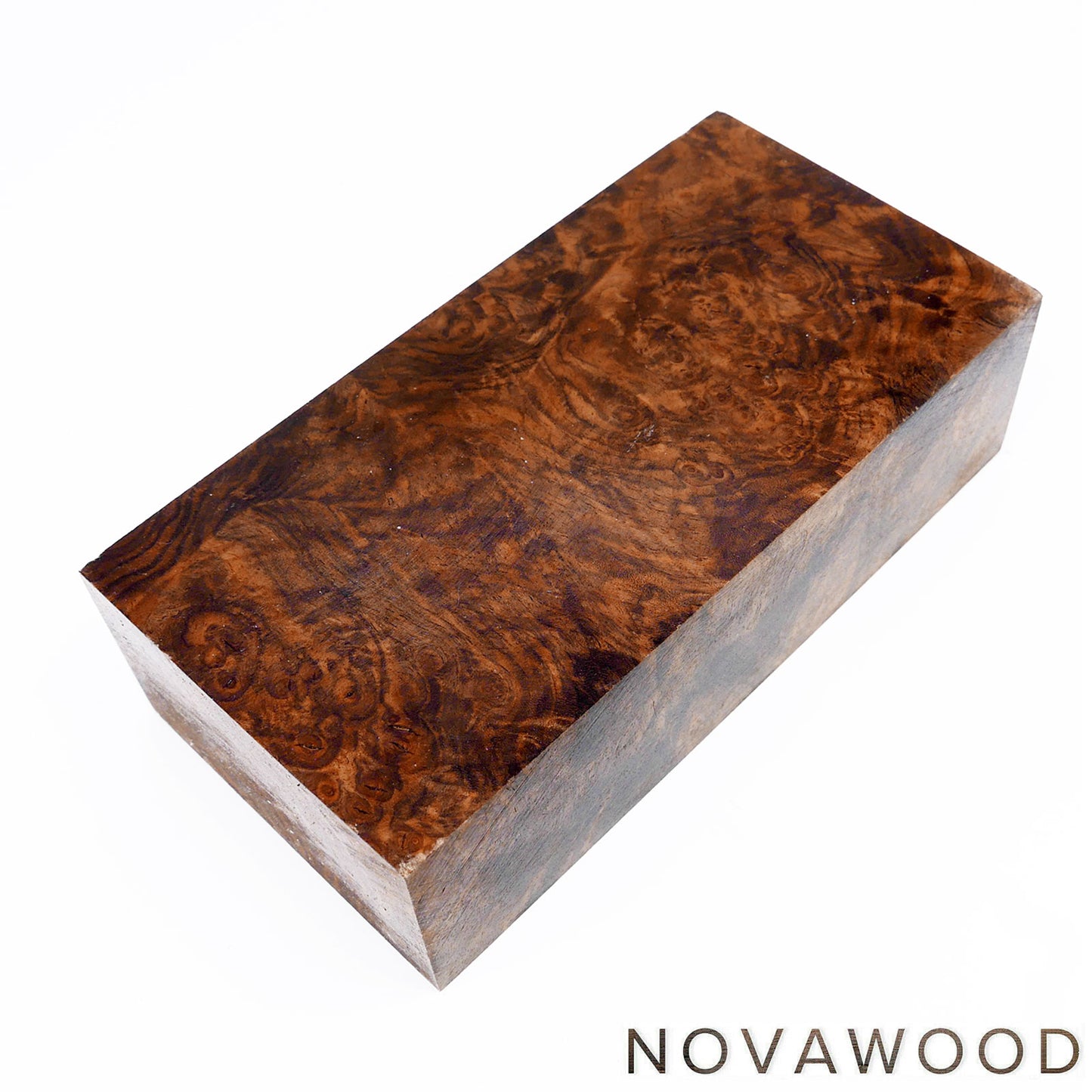 STABILIZED WALNUT BURL WOOD KNIFE BLOCK 01-0898
