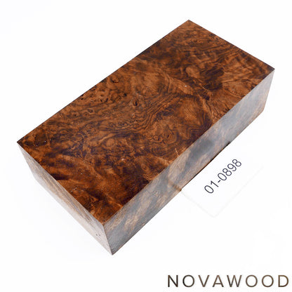 STABILIZED WALNUT BURL WOOD KNIFE BLOCK 01-0898