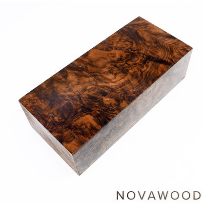 STABILIZED WALNUT BURL WOOD KNIFE BLOCK 01-0900